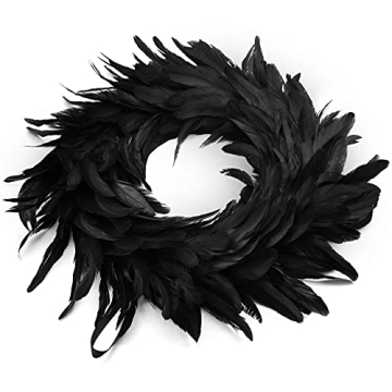 JOYIN Natural Feathers Wreath for Elegant Halloween Decor