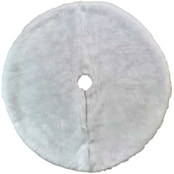 30 Inch Christmas Tree Skirt Xmas Plush Velvet Snowy White Faux Fur Plush Tree Skirt Base Cover Chri...