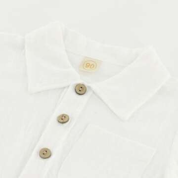 ACESTAR Toddler Baby Boys 2 Pieces Cotton Linen Set Short Sleeve Button Down Shirt and Shorts Set Be...