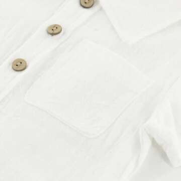 ACESTAR Toddler Baby Boys 2 Pieces Cotton Linen Set Short Sleeve Button Down Shirt and Shorts Set Beach Shorts Spring Summer Outfits（Light Blue,100）