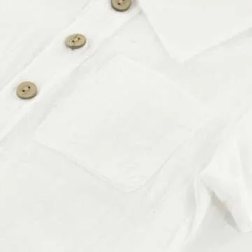 ACESTAR Toddler Baby Boys 2 Pieces Cotton Linen Set Short Sleeve Button Down Shirt and Shorts Set Beach Shorts Spring Summer Outfits（Light Blue,100）