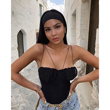 RITOPER Black 10 Pack Yoga Workout Headbands for Women and Girls, Wide Elastic Thick Head Bands Turban Head Wrap, Non Slip No Headache Sweat Bands for Hiking, Tennis, Cycling, Running