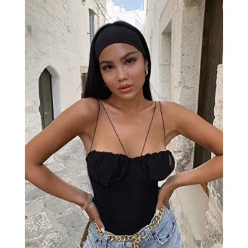 RITOPER Black 10 Pack Yoga Workout Headbands for Women and Girls, Wide Elastic Thick Head Bands Turban Head Wrap, Non Slip No Headache Sweat Bands for Hiking, Tennis, Cycling, Running