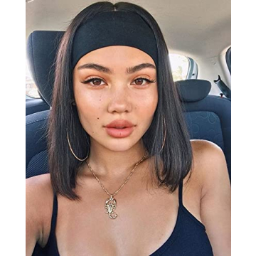 RITOPER Black 10 Pack Yoga Workout Headbands for Women and Girls, Wide Elastic Thick Head Bands Turban Head Wrap, Non Slip No Headache Sweat Bands for Hiking, Tennis, Cycling, Running