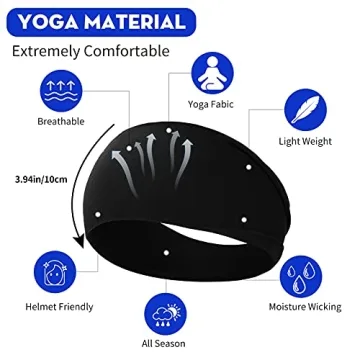 RITOPER Black 10 Pack Yoga Workout Headbands for Women and Girls, Wide Elastic Thick Head Bands Turban Head Wrap, Non Slip No Headache Sweat Bands for Hiking, Tennis, Cycling, Running