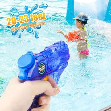 DERAYEE Water Gun for Kids, 2 Packs Small Water Blaster Guns 100cc Capacity Water Pistol Toys Squirt Guns for Boys & Girls Outdoor Summer Swimming Pool Beach Water Fighting Fun