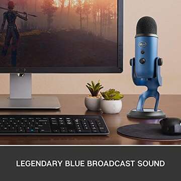 Yeti USB Mic for Recording & Streaming on PC and Mac, 3 Condenser Capsules, 4 Pickup Patterns, Headphone Output Volume Control, Mic Gain Control, Adjustable Stand Midnight Blue (988-000101) (Renewed)