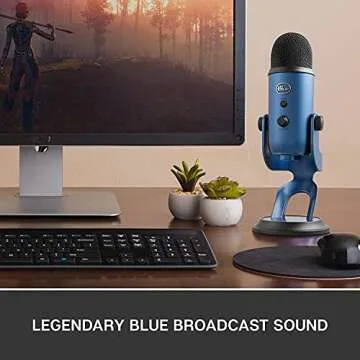Yeti USB Mic for Recording & Streaming on PC and Mac, 3 Condenser Capsules, 4 Pickup Patterns, Headphone Output Volume Control, Mic Gain Control, Adjustable Stand Midnight Blue (988-000101) (Renewed)