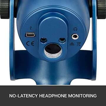 Yeti USB Mic for Recording & Streaming on PC and Mac, 3 Condenser Capsules, 4 Pickup Patterns, Headphone Output Volume Control, Mic Gain Control, Adjustable Stand Midnight Blue (988-000101) (Renewed)