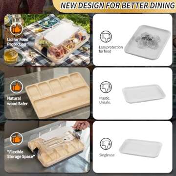 MOMJOY 1-Compartment Charcuterie Board With Lid, 100% Bamboo Cheese Board, Cheese Platter with Locking handle, Travel Cheese Boards Set,2024 Mom Christmas Gifts or wedding gift