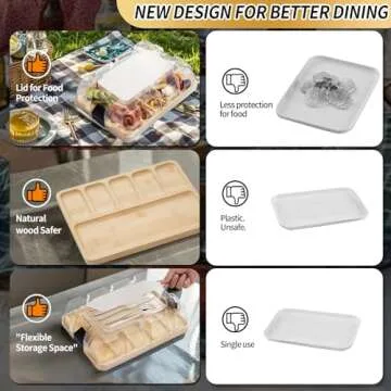 MOMJOY 1-Compartment Charcuterie Board With Lid, 100% Bamboo Cheese Board, Cheese Platter with Locking handle, Travel Cheese Boards Set,2024 Mom Christmas Gifts or wedding gift