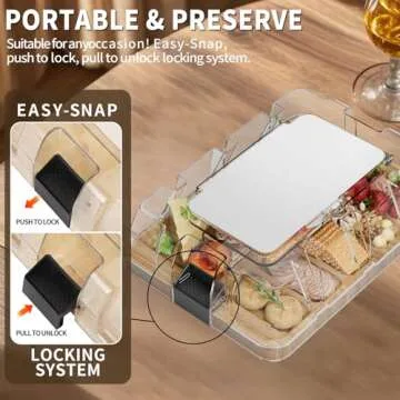 MOMJOY 1-Compartment Charcuterie Board With Lid, 100% Bamboo Cheese Board, Cheese Platter with Locking handle, Travel Cheese Boards Set,2024 Mom Christmas Gifts or wedding gift