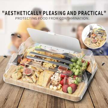 MOMJOY 1-Compartment Charcuterie Board With Lid, 100% Bamboo Cheese Board, Cheese Platter with Locking handle, Travel Cheese Boards Set,2024 Mom Christmas Gifts or wedding gift
