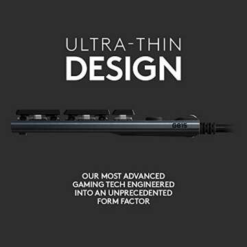 Logitech G815 LIGHTSYNC RGB Mechanical Gaming Keyboard with Low Profile GL Clicky key switch, 5 programmable G-keys, USB Passthrough, dedicated media control - Clicky,Black