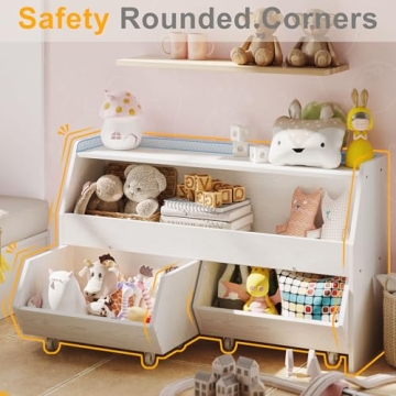 Fulhope Toy Storage Organizer - Kids Toy Shelf with Wheels