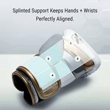 Hayabusa T3 Boxing Gloves for Kids and Teens Wrist and Knuckle Protection, Dual-X Hook and Loop Closure, Splinted Wrist Support, 5 Layer Foam Knuckle Padding - White/Gold, 6oz