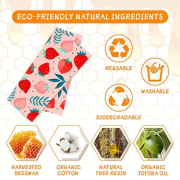 Reusable Beeswax Wrap - 9 Pack Beeswax Wraps For Food, Organic, Sustainable, Biodegradable, Zero Was...