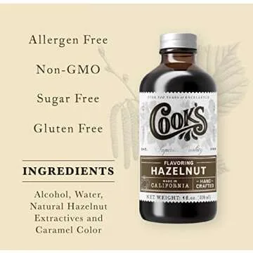 Cook's Pure Hazelnut Flavor, Perfect for Baking and Cooking, 8 oz, Vegan, Gluten-Free, Kosher