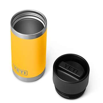 YETI Rambler 12 oz Bottle, Stainless Steel, Vacuum Insulated, with Hot Shot Cap, Alpine Yellow
