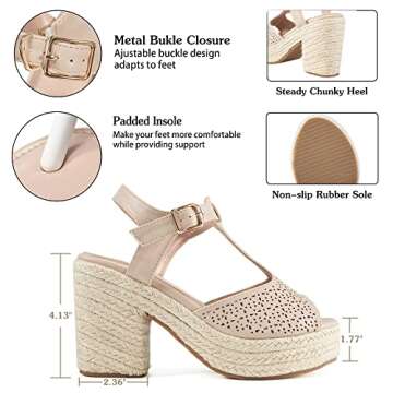 Judxsious Women's Espadrille Wedges - Stylish Summer Sandals