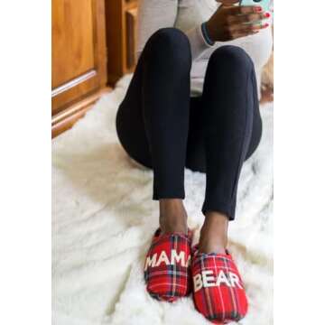 Dearfoams Women's Gifts for Mom Cute Cozy Mothers Day Mama Bear Slipper