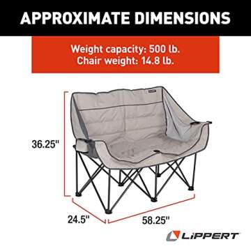 Lippert Campfire Folding Loveseat: Comfort & Storage for Camping