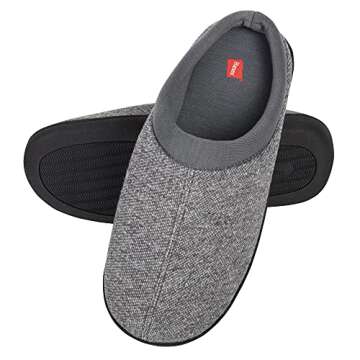 Hanes Comfort Soft Memory Foam Indoor Outdoor Clog Slipper Shoe - Men’s and Boy’s Sizes, Grey, 2X-Large