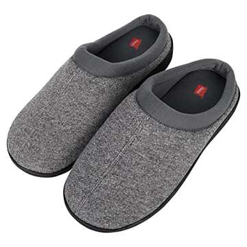 Hanes Comfort Soft Memory Foam Indoor Outdoor Clog Slipper Shoe - Men’s and Boy’s Sizes, Grey, 2X-Large