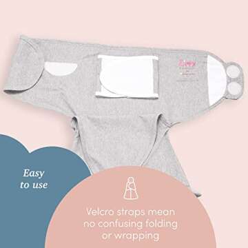 SleepingBaby Zippy Swaddle - Baby Swaddle Blanket with Convenient Bottom Zipper - Heather Grey - Small/Medium