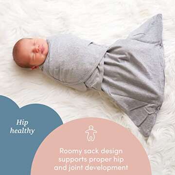 SleepingBaby Zippy Swaddle - Baby Swaddle Blanket with Convenient Bottom Zipper - Heather Grey - Small/Medium
