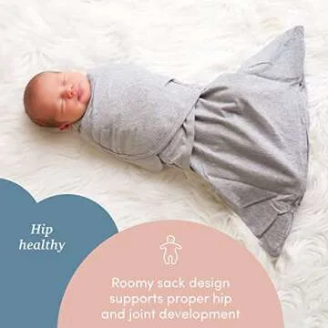 SleepingBaby Zippy Swaddle - Baby Swaddle Blanket with Convenient Bottom Zipper - Heather Grey - Small/Medium