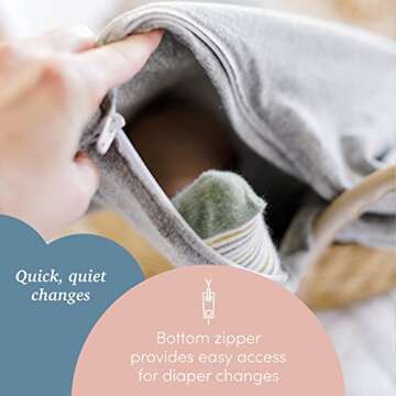 SleepingBaby Zippy Swaddle - Baby Swaddle Blanket with Convenient Bottom Zipper - Heather Grey - Small/Medium