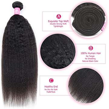 Odir Virgin Hair Bundles - 18 20 22 Inch Kinky Straight