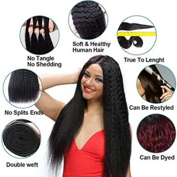 Odir Virgin Hair Bundles - 18 20 22 Inch Kinky Straight