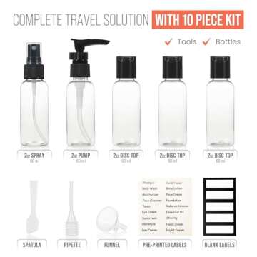 GLOBEGEAR TSA Approved Travel Bottles Leak Proof & Travel Size Containers for Toiletries Travel Kit ...