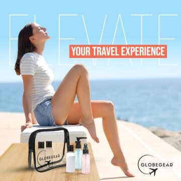 GLOBEGEAR TSA Approved Travel Bottles Leak Proof & Travel Size Containers for Toiletries Travel Kit with TSA Liquids Travel Bag (model GG2)