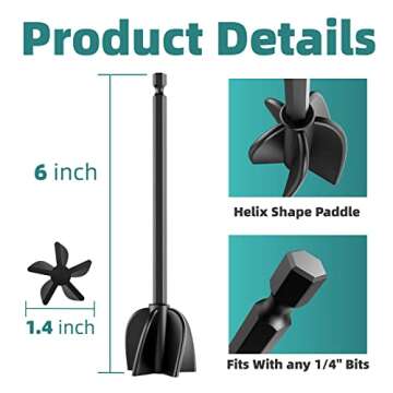 ISTOYO Resin Mixer Paddles, Epoxy Mixer Attachment for Powerful Mixing, Reusable Paint Mixer, Paint Stirrer Drill Attachment for Resin, Silicone Mixing (Included 4 Pcs)