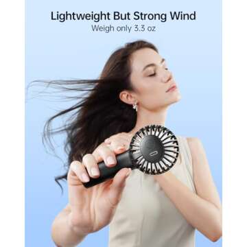 SWEETFULL Mini Portable Fan Powerful Handheld Fan Rechargeable,3 Speeds Personal Small Hand Fan for Travel Makeup Eyelash Fan for Stylish Kids Girls Women USB Cute Design Black