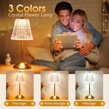 Nusogon Cordless Touch Dimmable Crystal Lamp (Gold)