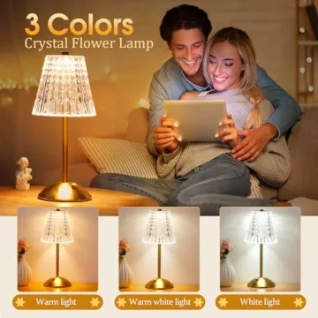 Nusogon Cordless Touch Dimmable Crystal Lamp (Gold)