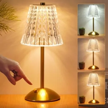 Nusogon Cordless Touch Dimmable Crystal Lamp (Gold)