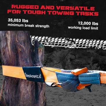 GearAmerica Tow Strap 3" x 8' Heavy Duty Tree Saver Winch Strap 35,053 lbs (17.5 US Tons) Tow Rope R...