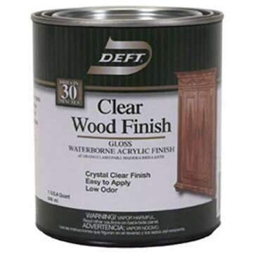 Deft Interior Waterborne Clear Wood Finish Gloss - 1 Quart, Fast Drying Performance