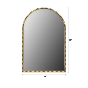 Arched Wall Mirror - 24x36" Decorative Metal Beaded Accent Mirror