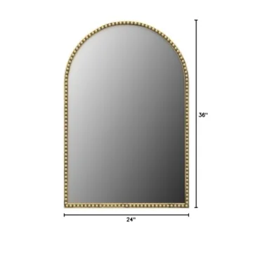 Arched Wall Mirror - 24x36" Decorative Metal Beaded Accent Mirror