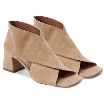 LEHOOR Women Chunky Heel Open Toe Booties - Stylish Comfort