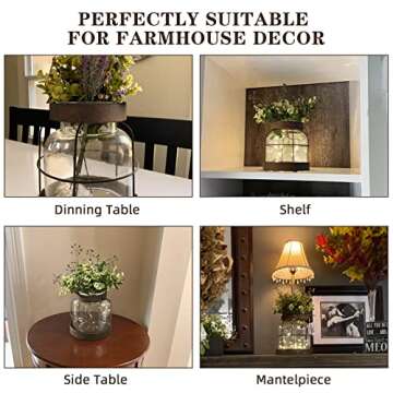 Vintage Glass Farmhouse Vase, Rustic Lantern Decor with Plants Flowers Lights Vintage Style Vases for Home Decor Floral Arrangement Hostess Gift