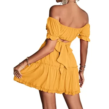Stylish LYANER Women's 2 Piece Off Shoulder Outfit Set