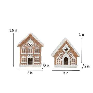 Braxio Gingerbread House Kit Christmas Decorations - 2PCS Resin Christmas Gingerbread House with Led Light Christmas Decor for Family Room Decor Aesthetic Christmas Decorations Indoor Home Decor