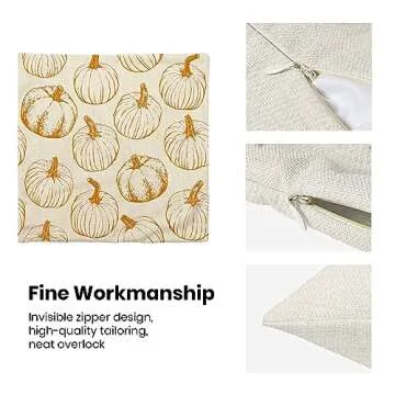 Fall Throw Pillow Covers 18 x 18 Set of 2 Burnt Orange Pumpkin Autumn Pillow Cover Harvest Thanksgiving Farmhouse Pillowcase Outdoor Linen Decorative Cushion Case for Sofa Bed Couch Home Decor